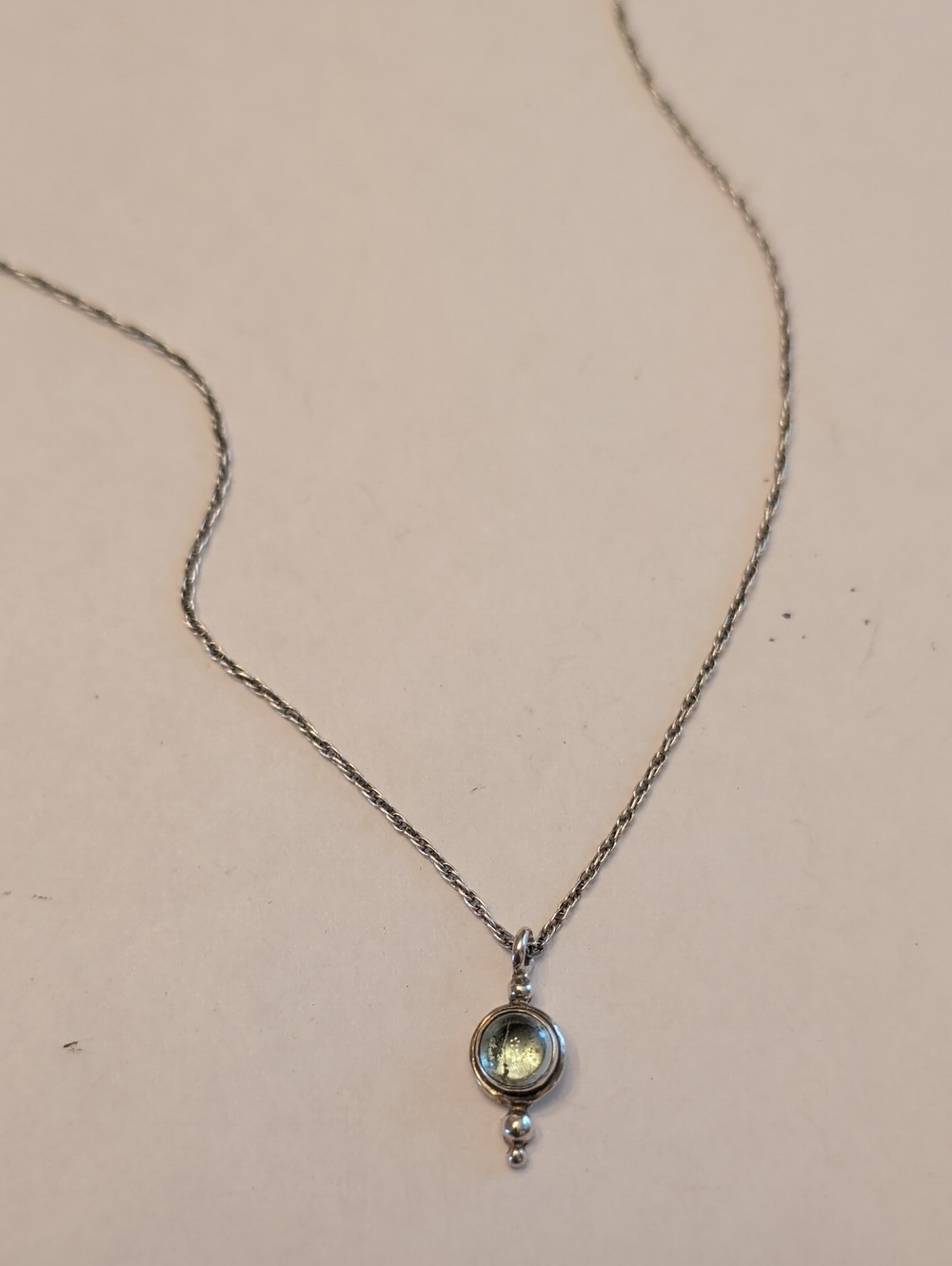 Sterling Silver Green Stone Pendant Necklace